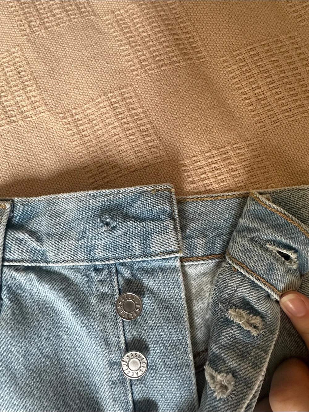 Agolde light blue denim Parker long short